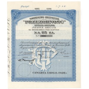 Towarzystwo Ubezpieczeń PRZEZORNOŚĆ, Em.4, 25 zł 1928 - WZÓR
