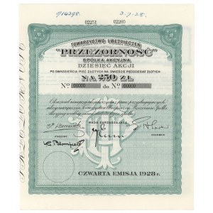 Towarzystwo Ubezpieczeń PRZEZORNOŚĆ, Em.4, 10x 25 zł 1928 - WZÓR