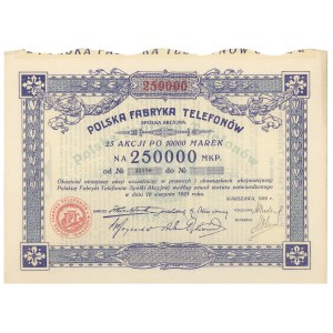 Polska Fabryka Telefonów, 25x 10.000 mkp 1923 - brak drugiego numeratora