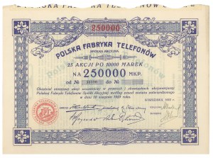 Usine téléphonique polonaise, 25x 10.000 mkp 1923 - pas de deuxième système de numérotation