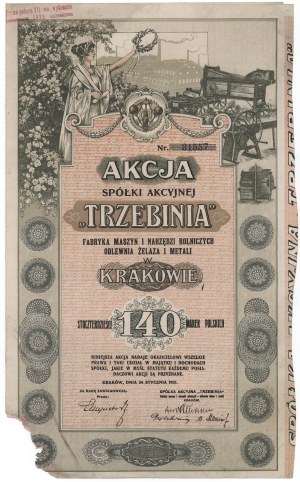 Usine de machines et d'outils agricoles Fonderie de fer et de métal TRZEBINIE, 140 mk 1921