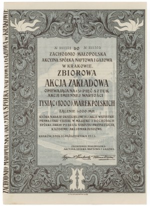 West-Malopolska Akc. Oil and Gas Sp., 5x 1,000 mkp 1923