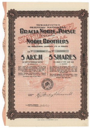 STANDARD NOBEL in Polen, 5x 50 PLN 1925