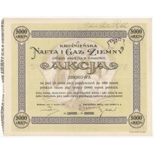 Krośnieńska Nafta i Gaz Ziemny, 5x 1.000 mkp 1922 - na okaziciela