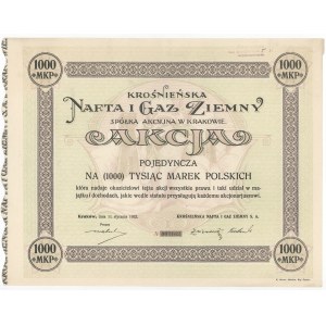 Krośnieńska Nafta i Gaz Ziemny, 1.000 mkp 1922