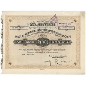 Akc. of Mining and Petroleum Industry, Em.3, 200 kr 1922