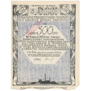 Zakłady Przędzalniczo-Tkackie w Krośnie, Em.5, 5x 500 mkp 1923