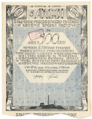 Usine de filature et de tissage de Krosno, Em.6, 5x 500 mkp 1924
