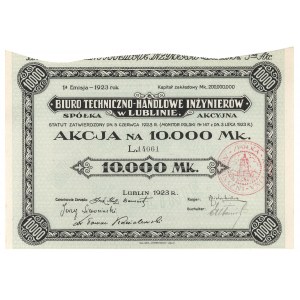 Biuro Techniczno-Handlowe Inżynierów w Lublinie, Em.1, 10.000 mk 1923 - na okaziciela