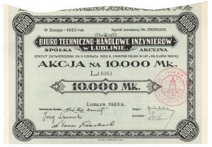 Technical and Commercial Bureau of Engineers in Lublin, Em.1, 10,000 mk 1923 - bearer