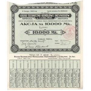Biuro Techniczno-Handlowe Inżynierów w Lublinie, Em.1, 10.000 mk 1923 - na okaziciela