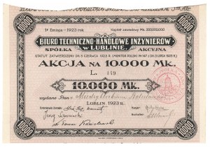 Technical and Commercial Bureau of Engineers in Lublin, Em.1, 10,000 mk 1923 - named