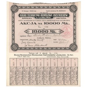 Biuro Techniczno-Handlowe Inżynierów w Lublinie, Em.1, 10.000 mk 1923 - imienna