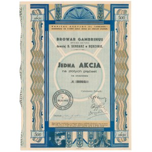 Browar GAMBRINUS dawn. D. Sercarz w Będzinie, 500 zł 1932
