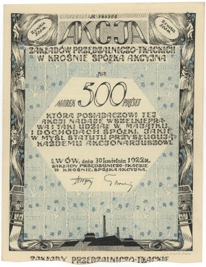 Spinnerei und Weberei Krosno, Em.2, 500 mkp 1922