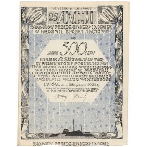 Zakłady Przędzalniczo-Tkackie w Krośnie, Em.3, 25x 500 mkp 1923 - dobrze wybarwiona