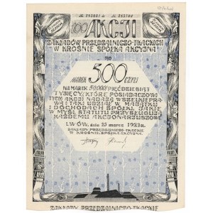 Usine de filature et de tissage de Krosno, Em.4, 100x 500 mkp 1923