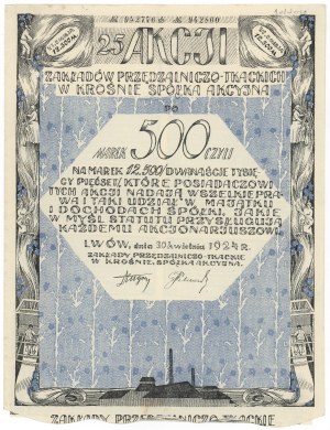 Spinnerei und Weberei Krosno, Em.6, 25x 500 mkp 1923