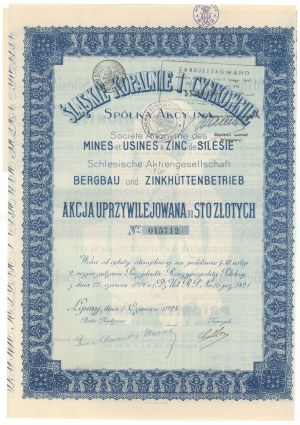 Silesian Mines and Zinc Works, 100 zloty 1924 - preferred share