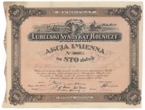 Syndicat agricole de Lublin, 100 zloty 1926 - personnalisé