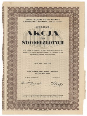 OIKOS Union Works of Wood Industry and Construction, 100 zloty 1926