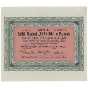 TKANINA Spółka Akc. w Poznaniu, Em.4, 1.000 mkp 1922