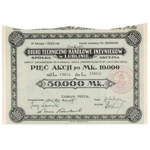 Biuro Techniczno-Handlowe Inżynierów w Lublinie, Em.1, 5x 10.000 mk 1923 - na okaziciela