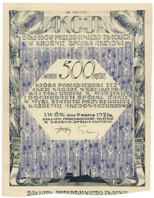 Spinnerei und Weberei Krosno, Em.1, 500 mkp 1921 - violetter Farbton
