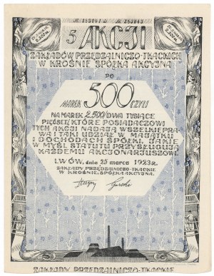 Usine de filature et de tissage de Krosno, Em.4, 5x 500 mkp 1923