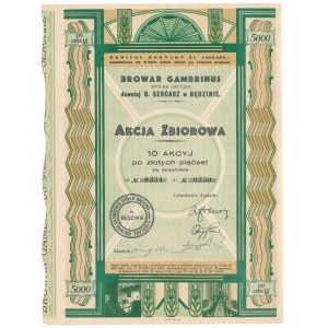 Browar GAMBRINUS dawniej D. SERCARZ w Będzinie, 10x 500 zł 1932
