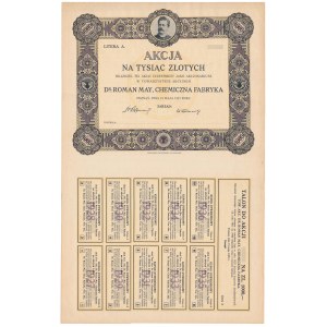 ROMAN MAY, usine chimique, 1 000 PLN 1927 - vierge sans numéro