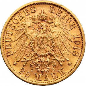 Germany, Kingdom of Prussia, Wilhelm II, 20 Mark Berlin 1913 A