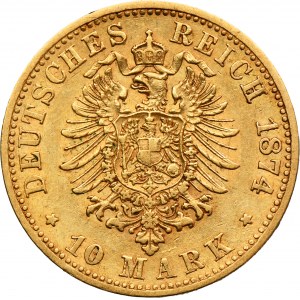 Germany, Kingdom of Prussia, Wilhelm I, 10 Mark Hannover 1874 B