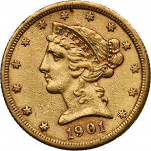 USA, 5 Dollars Philadelphia 1901 - Liberty Head
