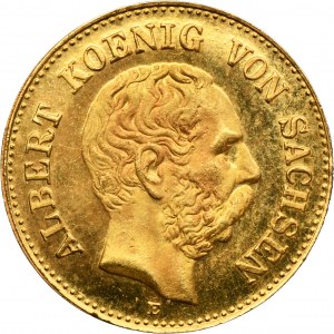 Germany, Saxony, Albert, 5 Mark Muldenhütten 1877 E