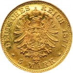 Germany, Saxony, Albert, 5 Mark Muldenhütten 1877 E