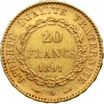 France, Third Republic, 20 Francs Paris 1891 A