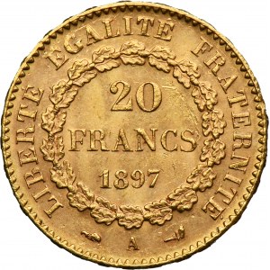 France, Third Republic, 20 Francs Paris 1897 A