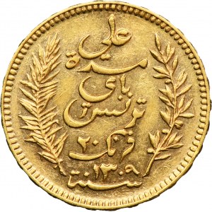 Tunisia, French Protectorate, 20 Francs Paris 1892 A