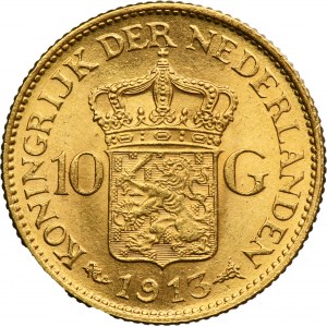 Netherlands, Kingdom of the Netherlands, Wilhelmina, 10 Gulden Utrecht 1913