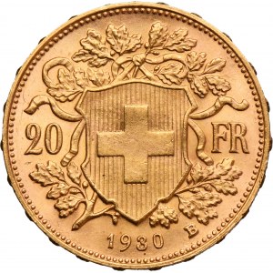 Suisse, Confédération suisse, 20 Francs Berne 1930 B