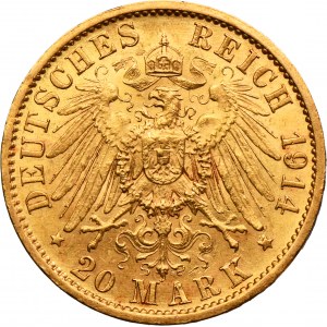 Germany, Kingdom of Prussia, Wilhelm II, 20 Mark Berlin 1914