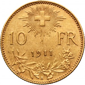 Suisse, Confédération suisse, 10 Francs Berne 1911 B