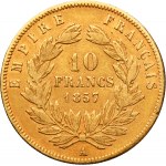France, Napoleon III, 10 Francs Paris 1857 A