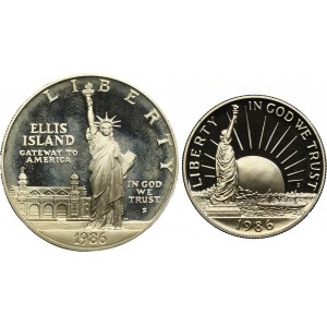 Set, USA, Dollar and 1/2 Dollar 1986 S - Statue of Liberty Centennial