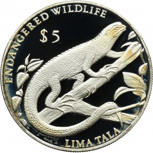 Tokelau, Elizabeth II, 5 Dollars 1993 - Iguana