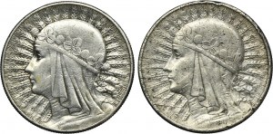 Set, Second Republic, Head of a Woman, 10 gold 1932-1933 (2 pieces).