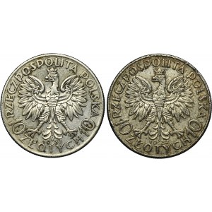 Zestaw, II RP, Głowa Kobiety, 10 złotych 1932-1933 (2 szt.)