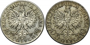 Set, Second Republic, Head of a Woman, 10 gold 1932-1933 (2 pieces).