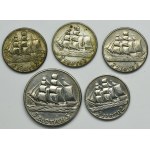 Set, II RP, Sailing ship, 2-5 gold 1936 (5 pieces).